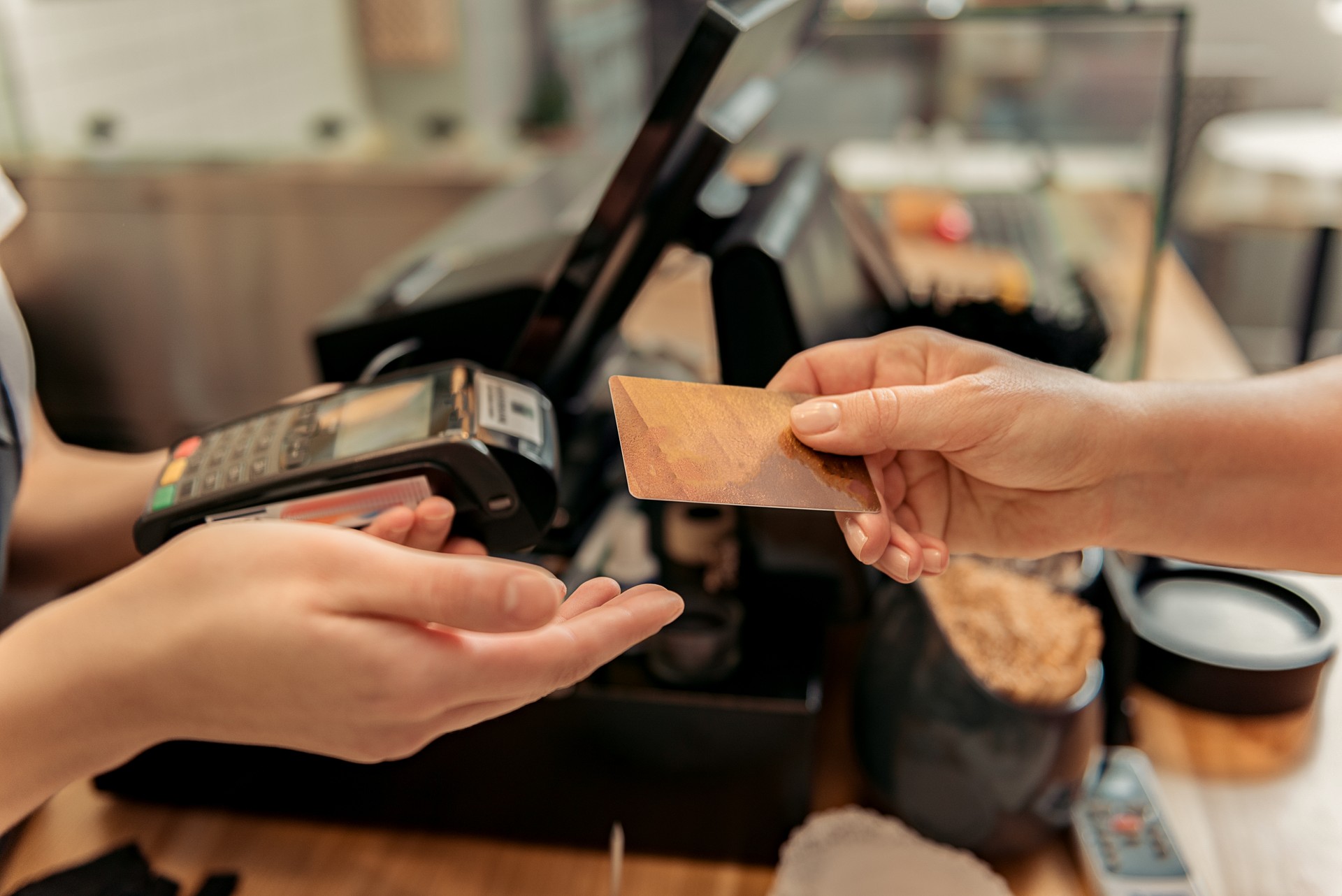 Customer buying food in shop